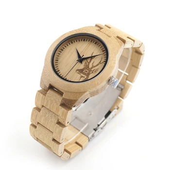BOBO BIRD E04 Full Bamboo Wooden Watch for women Deer Designer Brand Quartz Wrist Watches in Gift Box