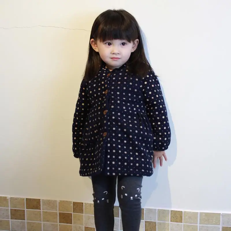 Kids Polka Dot Cute Velvet Princess Kids Winter Coat Girls Korean Long-sleeved Cotton Coat Winter Jacket Snowsuit For Girls