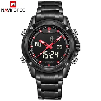 Watches men NAVIFORCE brand Sport Full Steel Digital LED watch reloj hombre Army Military wristwatch relogio masculino 9050