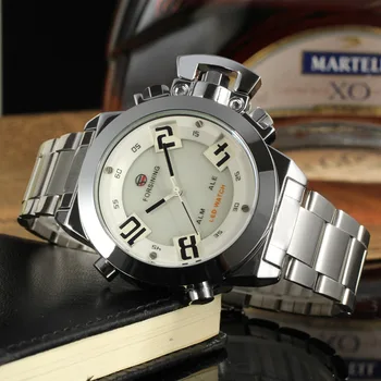 Mens quartz watches big crown LED display top brand luxury digital Luminous watch sport military watch design army watch