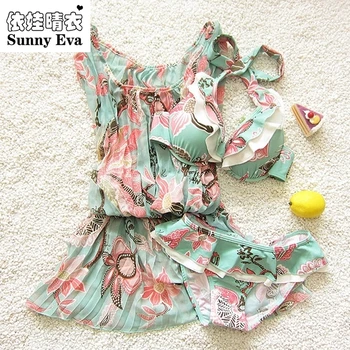 Sunny eva two piece child bikini with dress mom daughter matching outfits mother-daughter Summer dresses bathing suits swimwear
