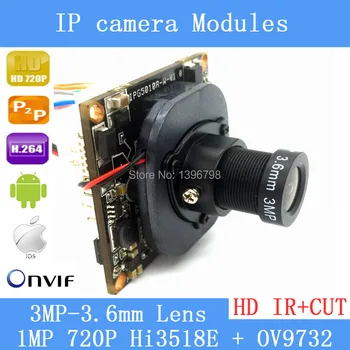 720P Network Upgrade Version Hi3518E + OV9732 1.0MP H.264 3MP 3.6mm Lens Mini Indoor HD CCTV Security Surveillance IP Cameraqing