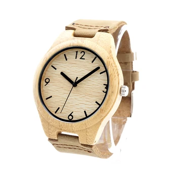 BOBO BIRD F15 Japanese 2035 Movement Quartz Bamboo Wooden Watches Soft Real Leather Band Womens Dress Watch for Men With Box OEM