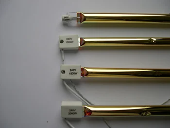Quartz glass short wave golden reflector infrared heating pipe