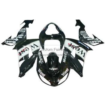 Black Bodywork kits for Kawasaki ZX10R Ninja zx 10r 2007 2006 WEST sticker 07 06 fairing kit fairings xl32