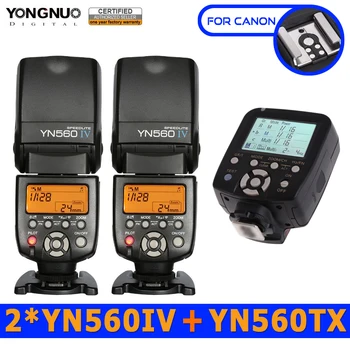 2pc Yongnuo YN560IV 560IV Speedlite Speedlight + YN560-TX Wireless Flash Controller for Canon DSLR Cameras 5D 60D 6D 7D 60D 5D3