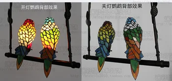 Parrot Tiffany Stained Glass Suspended Luminaire E27 110-240V Chain Pendant lights for Home Parlor Dining bed Room