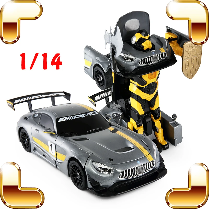 Gift RS AMG 1/14 2.4G RC Robot Remote Control Car Transform Electric Machine Toys USB Charge One Key Change Present