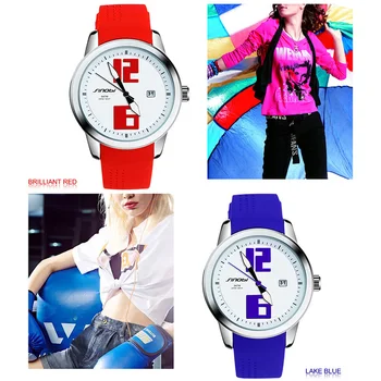 SINOBI Fashion Sports Women Watches Silicone Watchband Girl Wristwatch Ladies Waterproof Quartz Watch Clock Montres Femmes