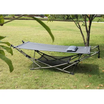 Stainless steel folding indoor and outdoor beds Floor stand hammock leisure camping Mesh bed bottom High strength composi