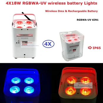 Factory Direct Offer 4 Unit ADJ Design Uplights DMX512 Battery 4*18W RGBWA-UV 6IN1 LED Stage Lights With IR Remote