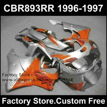 Custom factory fairing kit for HONDA 1996 1997 CBR 900RR CBR 893RR 96 97 fireblade silver orange motorcycle CBR 893 fairings set