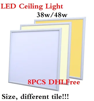 8PC DHL Free led 60CM*60CM panel light 38W 48W Fluorescent Bulb, Slim panel 600mm*600mm led Ceiling Light AC85-265V