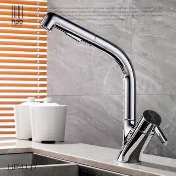 HPB Brass Pull Out Spray torneira cozinha Rotary Deck Mounted Hot And Cold Water Kitchen Mixer Tap Sink Faucet HP4117