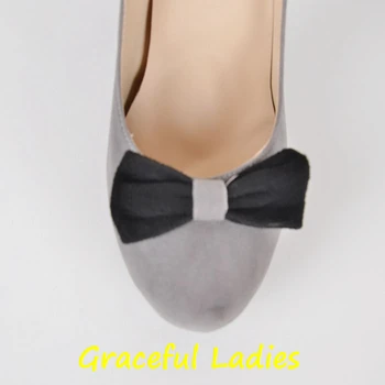Grey and Black Dress Shoes Stiletto Heel Slip-ons High Heel Pumps Platform Custom Made Designer Women Heel Fashion Handmade Shoe