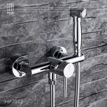 HPB Brass Hot and Cold Water Mixer Bathroom Toilet Portable Spray With Shower Holder Handheld Bidet Faucet HP7013