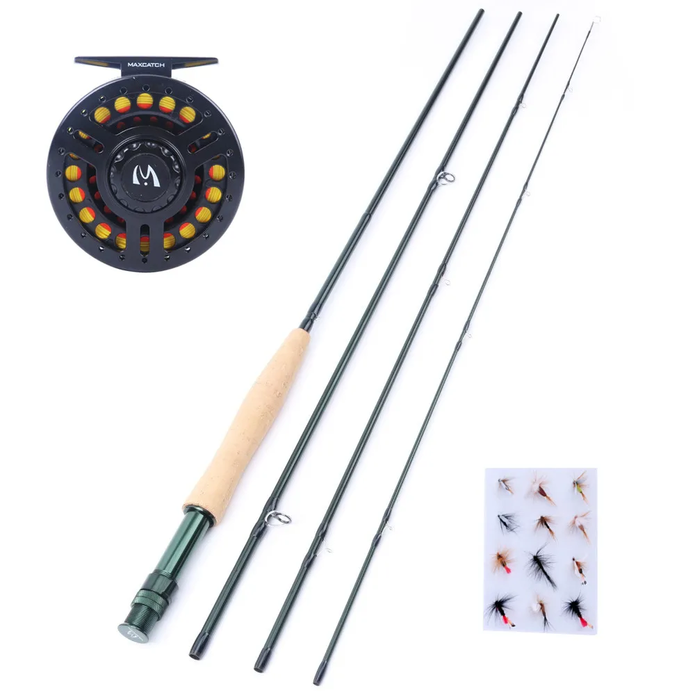 Maximumcatch Fly Fishing Combo 9'5WT Fly Fishing Rod with 5/6WT Graphite Reel + Line + Flies