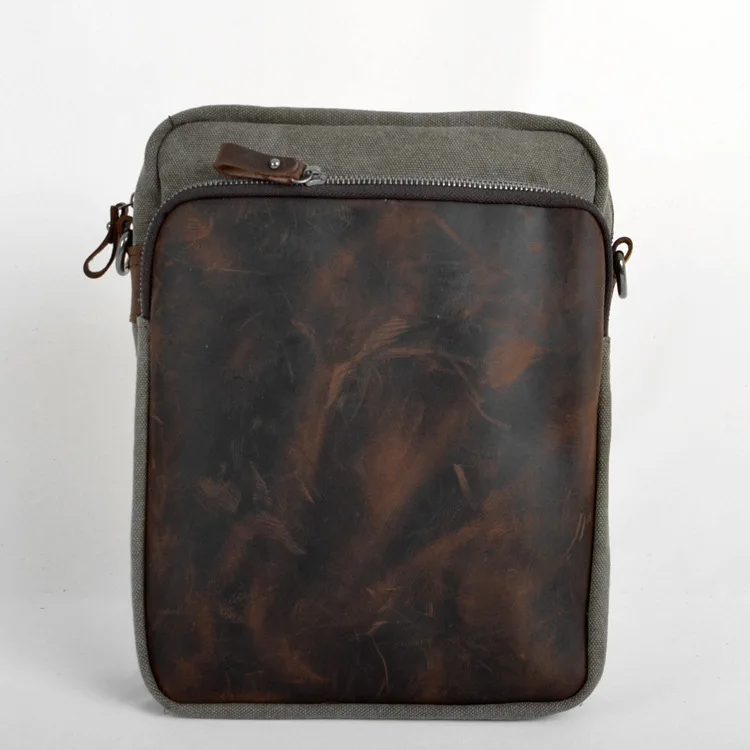 Canvas shoulder bags casual style for women Genuine leather small messenger bag shoulder vintage canvas patchwork handbag
