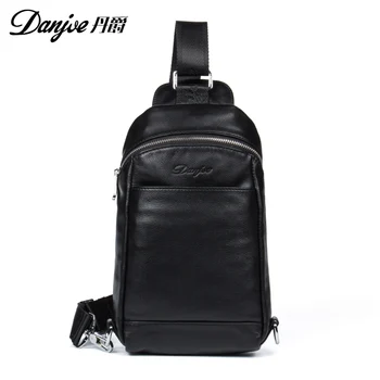 2017 Danjue Real Cow Leather Men Chest Pack Casual Travel Shoulder Bag Young Fashion Minimalist Pouch for Student Staff