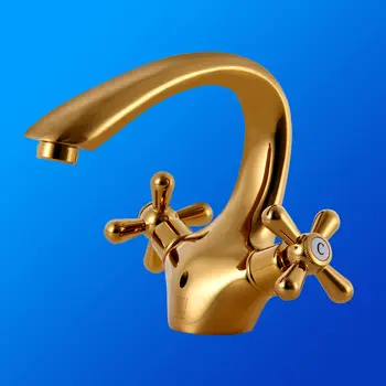 HPB Solid Brass golden Bathroom Basin Faucet Single Hole Double Handle Hot and Cold Water Mixer Tap torneira HP8005