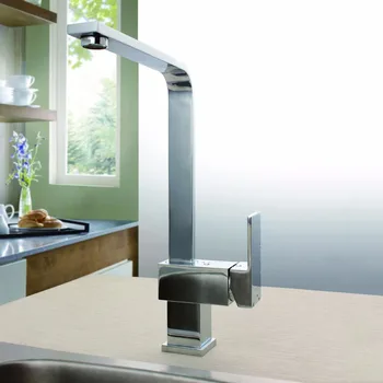 Chrome Kitchen Sink Faucets Classic Ceramic Plate Spool Brass Kitchen Basin Mixer taps ,Hot and Cold Water