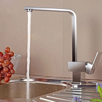 Chrome Kitchen Sink Faucets Classic Ceramic Plate Spool Brass Kitchen Basin Mixer taps ,Hot and Cold Water