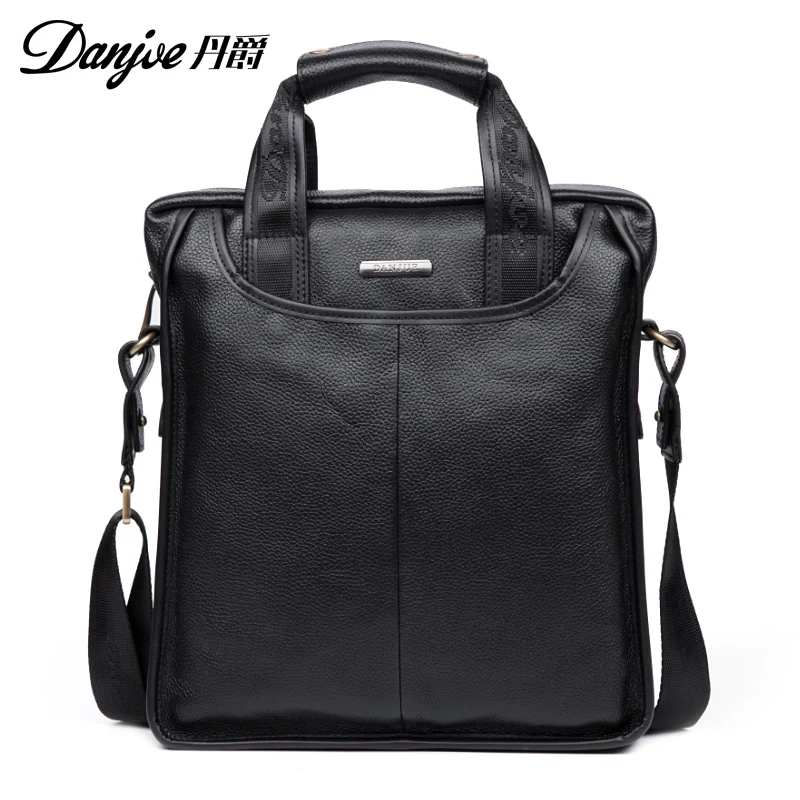 Danjue brand classic genuine cow leather men's crossbody bag men's business bags soft surface solid Shoulder Bag