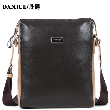 Danjue Genuine Cow Leather Ccrossbody Bags For Men Real Cowhide Business Shoulder Bag