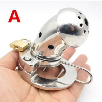 2017 New Male Chastity Cage Stainless Steel Cock Cage Metal Lock Male Chastity Device Sex Product for Men G215