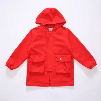 2017 Europe and the United States fashion color hooded long section of the windbreaker spring new cotton jacket girl red jacket