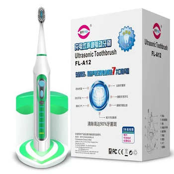 YASI FL-A12 Ultrasonic Vibration Rechargeable Electric Power Teeth Care Toothbrushes With Three Brush Head 5 Mode Protection
