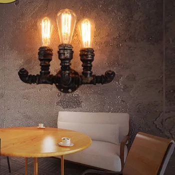 110V-220V Edison Bulb Wall Lamp Ancient Water Pipe Sconce American Vintage Industrial Light Fixtures Home Decor
