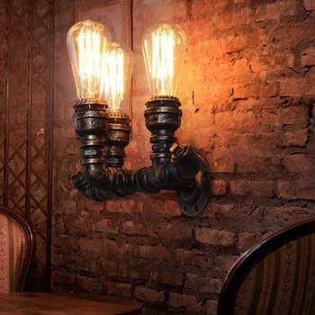 110V-220V Edison Bulb Wall Lamp Ancient Water Pipe Sconce American Vintage Industrial Light Fixtures Home Decor