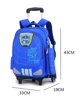 2017 New student Trolley Backpack for Girls and Boys Fashion Orthopedic School Bags Waterproof Cartoon shoulder bag Mochila