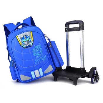 2017 New student Trolley Backpack for Girls and Boys Fashion Orthopedic School Bags Waterproof Cartoon shoulder bag Mochila
