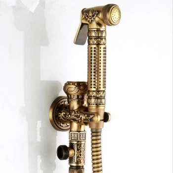 Factory direct antique total brass material bronze finished bidet faucet set with brass gun and 1.5m plumbing hose