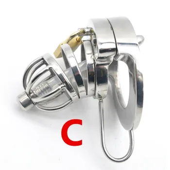 Male Chastity Cage 316L Stainless Steel Cock Lock with Soft Urethral Catheter Male Bondage Dick Cage CBT Sex Toy for Man G212