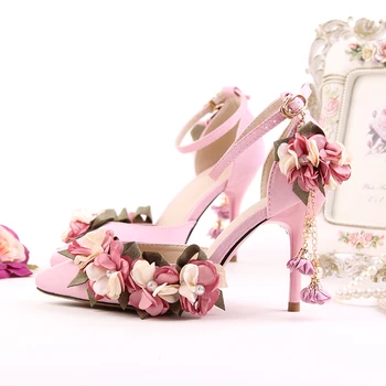 2017 Shoes Women Heels White Bridal Wedding High Heels Round Toe stiletto High Pumps Shoes Pink Beige Big Size