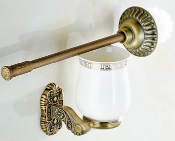 High-end Wall Mounted Brass Toilet Cleaning Brush Antique Brass Toilet Brush Holder bathroom accessories