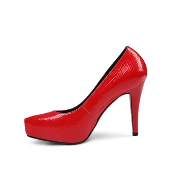 2017NEW Genuine leather Womens shoes sexy thin heels Pointed Toe platform Red bottoms High heels pumps shoes women Wedding shoes