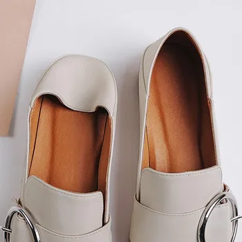 Super soft leather Oxford Shoes Women Flats Casual shoes 2017 Fashion Round Toe Slip-On Summer shoes Womens Flat Leather Shoes