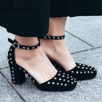 Full Rivets Women Sandals Chunky High Heels Summer Gladiator Sandal Women Pumps Zapatos Mujer Valentine Shoes Woman