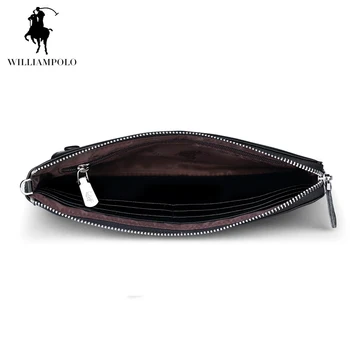 2017 WILLIAMPOLO Casual Cow Leather Card Holder Wallet Dollar Wallet With Phone Case Zipper Pocket Unisex POLO195