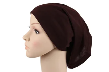 2017 Fashion Pleated Women's cotton Bonnet Turban Underscarf Muslim Caps  hijab shawl Muslim pure colors Islamic Hijab Hats