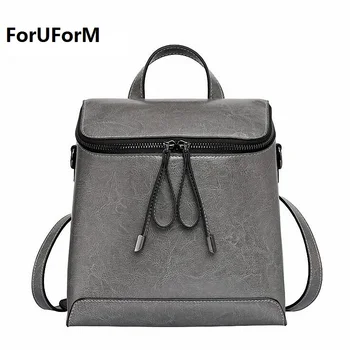ForUForM Women Genuine Leather Backpack Women's Backpacks for Teenage Girls Ladies Bags with Zippers School bag Mochila SLI-281