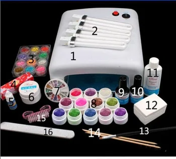 UC-123 Pro Full 36W White Cure Lamp Dryer & 12 Color UV Gel Nail Art Tools Sets Kits nail manicure product