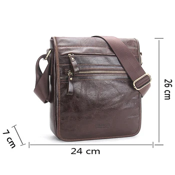 CONTACT'S Genuine Leather Bag Men Messenger Bags Large Capacity Business Male Crossbody Bags Designer Travel Men Bag Leather