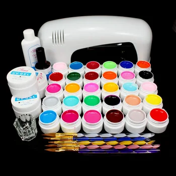 N--117 PRO 9W White UV Lamp 30 Colors Pure UV GEL Acrylic Brush Nail Art Kits
