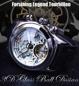 Forsining 2017 Calendar Legend Tourbillion Design Mechanical Skeleton Clock Genuine Leather Men Skeleton Watch Top Brand Luxury
