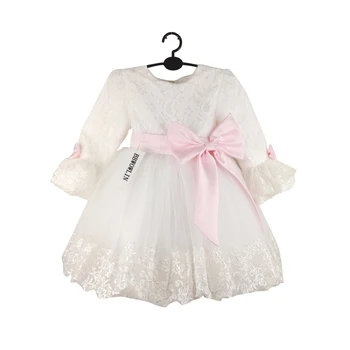 BBWOWLIN White Long Sleeves Baby Girls Dress for 0-2 Years Toddler Girl Holy Communion Party Vestido Infantil 80121